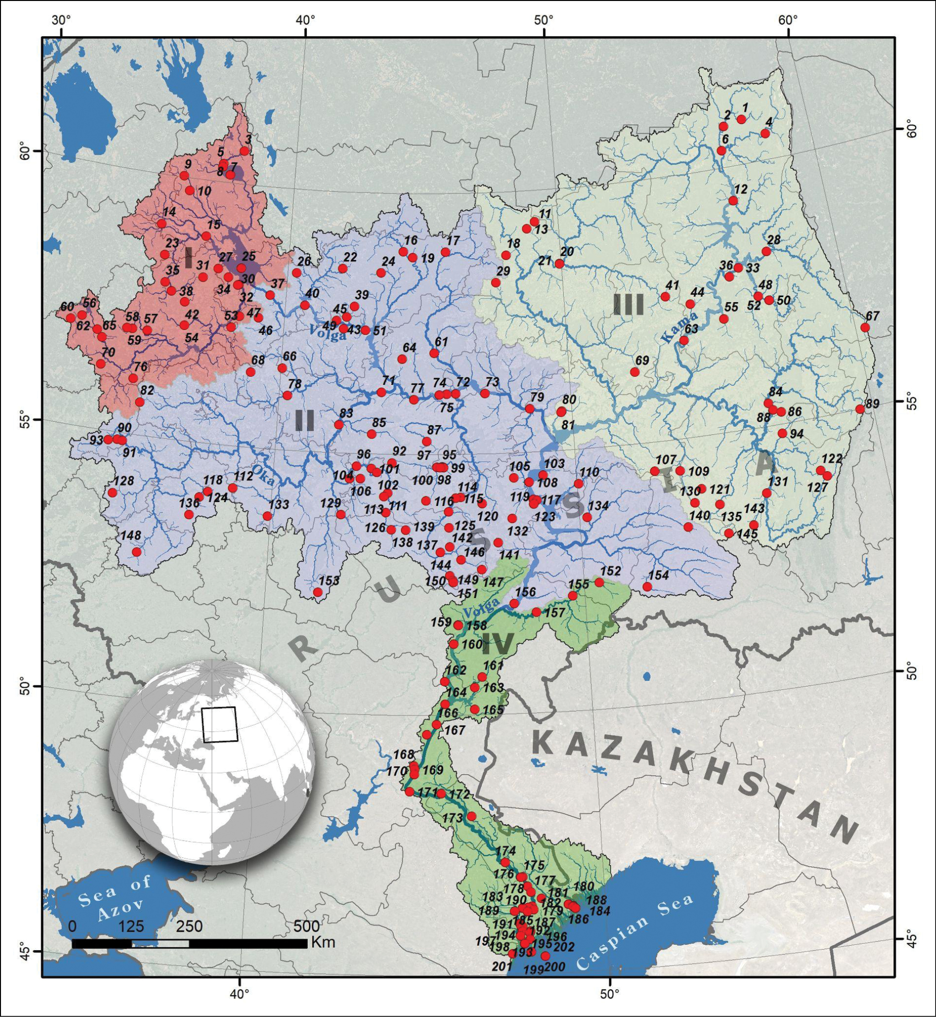 Карта станций сбора материалов. Источник: Boris A. Levin et al. / Metabarcoding and Metagenomics, 2026